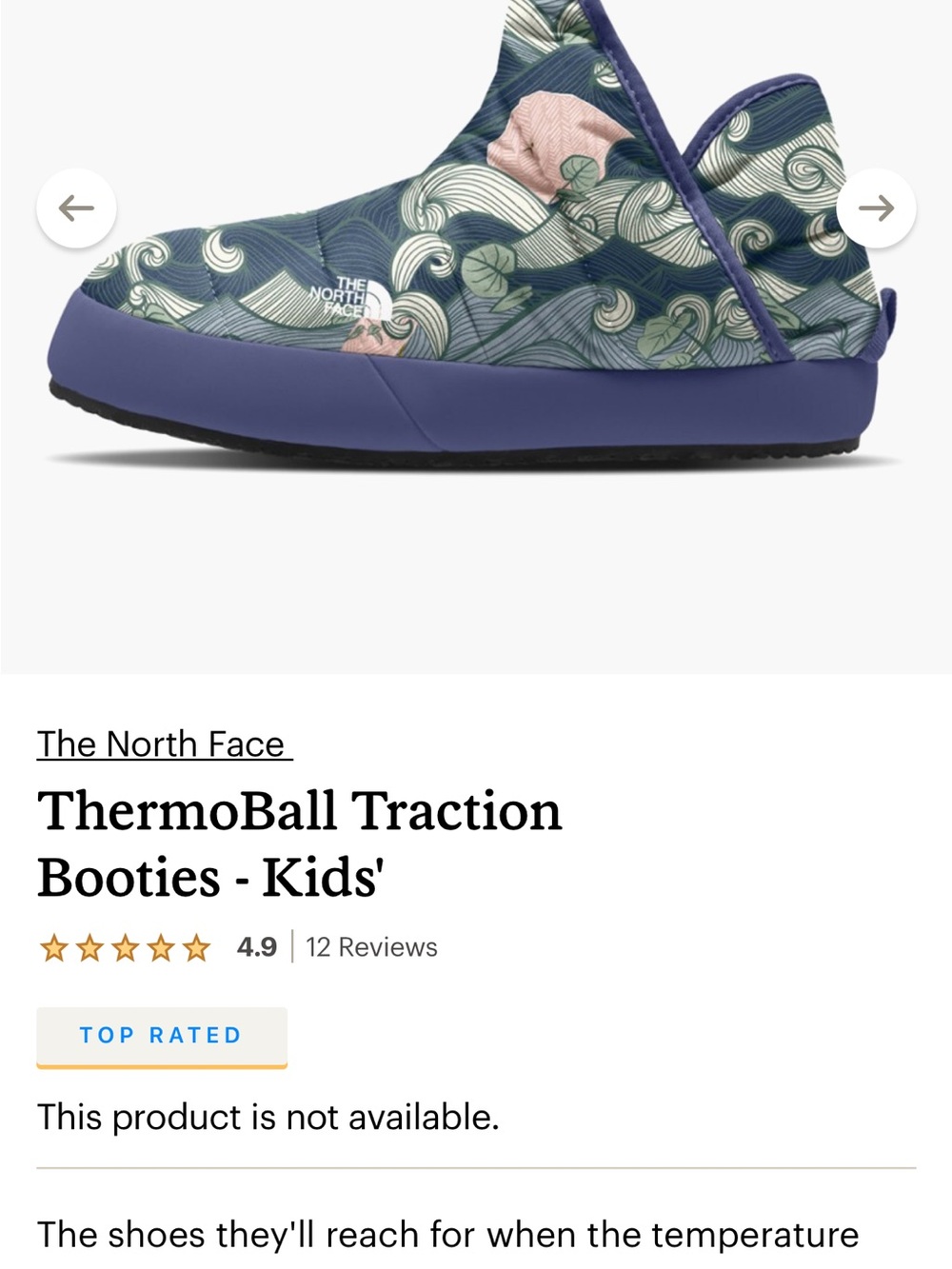 The North Face Kids ThermoBall Traction Booties - Navy Floral with Pink Accents